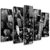 Five Piece Picture Canvas Print New York City Panorama Black White