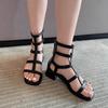 Back Zipper Sandals Thick Heel Summer New Fashion Fish Mouth Fashion Casual Large Size Women's Thin Strap Roman Shoes