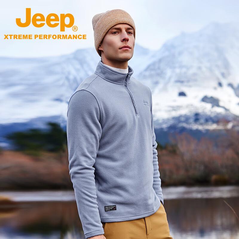 Jeep Мужская флисовая куртка на молнии до середины длины для активного отдыха