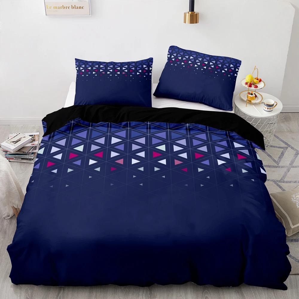 Red Glowing Polygonal Grid Pattern Bedding Set Fashion Duvet Cover Set And Pillowcase Queen Size Quilt Cover