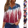 Women's T Shirt Print Button 3/4 Sleeve Daily Weekend Fashion Basic V- Neck Regular Top