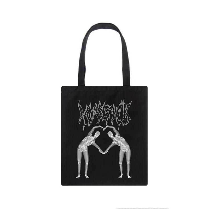 Ложная холщовая сумка с принтом черепа Y2K, готическая холщовая сумка в стиле панк, большая вместительная уличная сумка для покупок, повседневные женские сумки на плечо в стиле Харадзюку