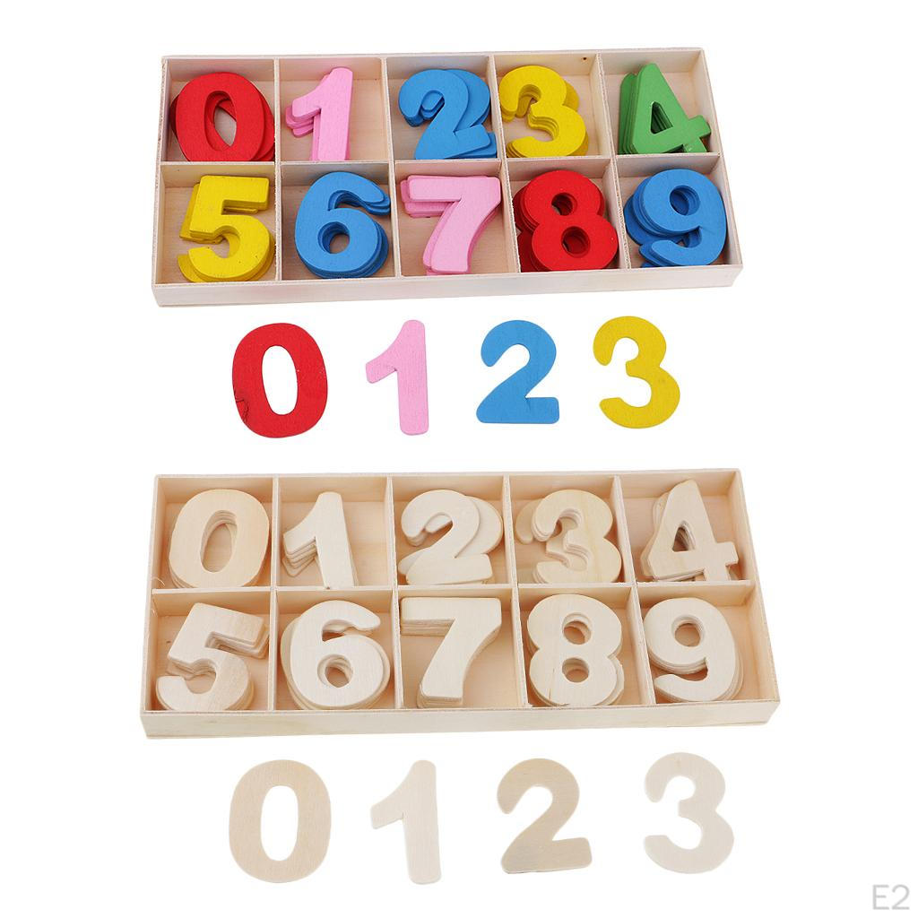60 штук натурального дерева, украшения с арабскими цифрами 0-9 и развивающими игрушками для детей, игры