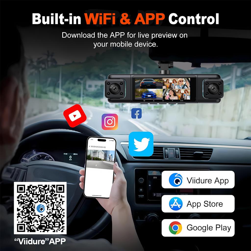 4 Cameras Wifi Car DVR UHD 1080P 4-Lens Inside Vehicle Dash Cam 360° 4 Channel All Sides Car Camera Video Driving Registrator