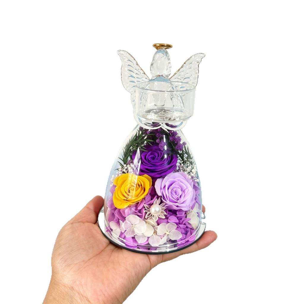 Angel Immortal Flower Rose Finished Scented Candle Christmas Valentine's Day Gift Ornament