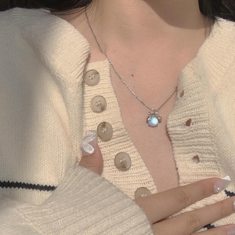 Firefly Moonlight Stone Necklace Fashion Simple Women Personality Light Luxury Zircon Necklaces Jewelry Party Gifts Accessories