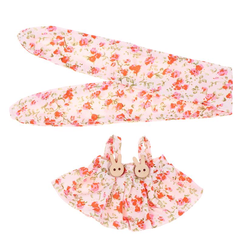 Для куклы Лабубу 17 см Одежда Аксессуары Сладкое цветочное платье с повязкой на голову Плюшевые куклы Сменная одежда Подарки Игрушки для ролевых игр