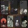 Чехол с рисунком кота-скелета для iPhone 16, 15, 14, 13, 12, 11 Plus, Pro Max, XS, X, XR, SE, Mini, 8, 7, Мягкий силиконовый черный чехол