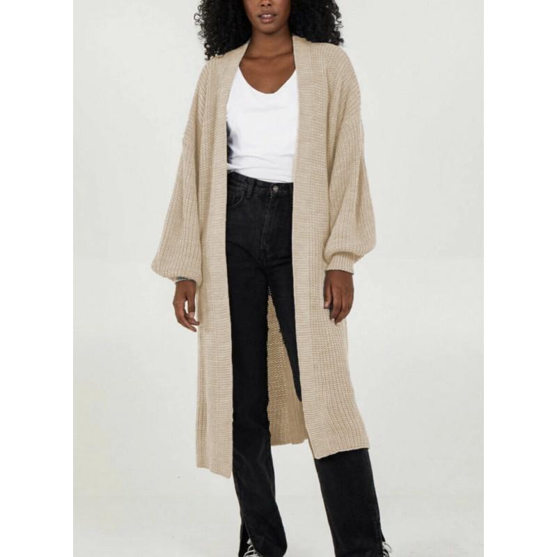 Oversized Long Sleeve Knit Cardigan Sweater Women Winter Loose Fit Plus Size V-Neck Open Front Longline Coat
