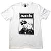 Oasis T-Shirt Noel Liam Gallagher Boxed Logo Official Band New White