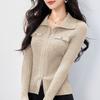 Bottom Shirt Women's New Autumn and Winter Inner Wear Can Be Worn Outside Long-sleeved High-end Polo Collar Double Zipper Top