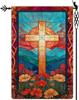 He Is Risen Cross Garden Ag Stained Glass Style Easter Oral Owers Garden Ag Vertical Double Sided Rustic Farmland Bu AAS