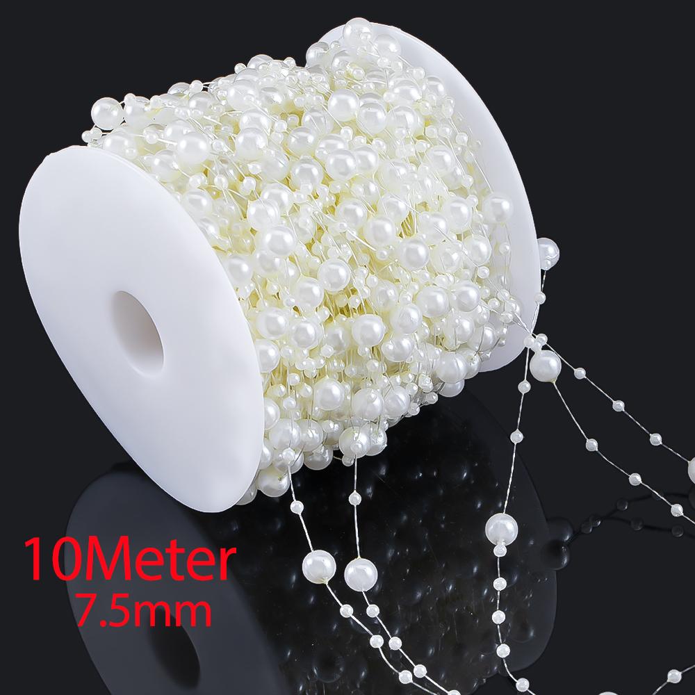 10M 2M ABS Imitation Pearl Star Bead Chain Line Cord Plastic Thread Trim DIY Wedding Party Decor Jewelry Findings Craft Material