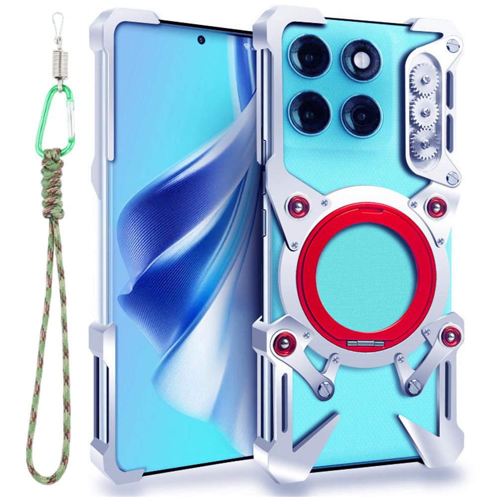 For Motorola Edge 70 5G/Edge 60 Pro 5G Bumper Case Kickstand Aluminum Alloy Magnetic Phone Cover with Wrist Strap