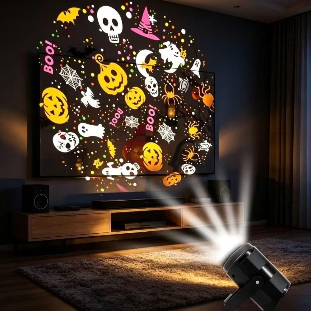 16 Kinds of Patterns Halloween Projection Lamp Party LED Projector Light Holiday Decoration