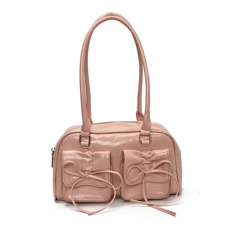 Korean version of trendy ballet style personalized pleated underarm Boston bag women's foreign style versatile fashion Spice girl style shoulder bag