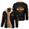 Mens Winter Fleece Lined Cotton Jacket Slim Fit Stand Collar Sport Coat With Graphic Prints European Size