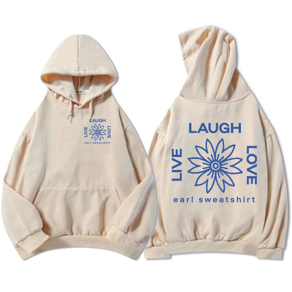 LLL FLOWER Print Hoodies Earl Sweatshirt Live Laugh Love Sweatshirt Autumn Fleece Male Hooded Pullovers Casual Men Clothes