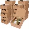 10pcs Kraft Brown Boxes for Gifts with Lids and Ribbons for Presents, Large Bridesmaid Proposal Box, Wedding Holiday Party Favors