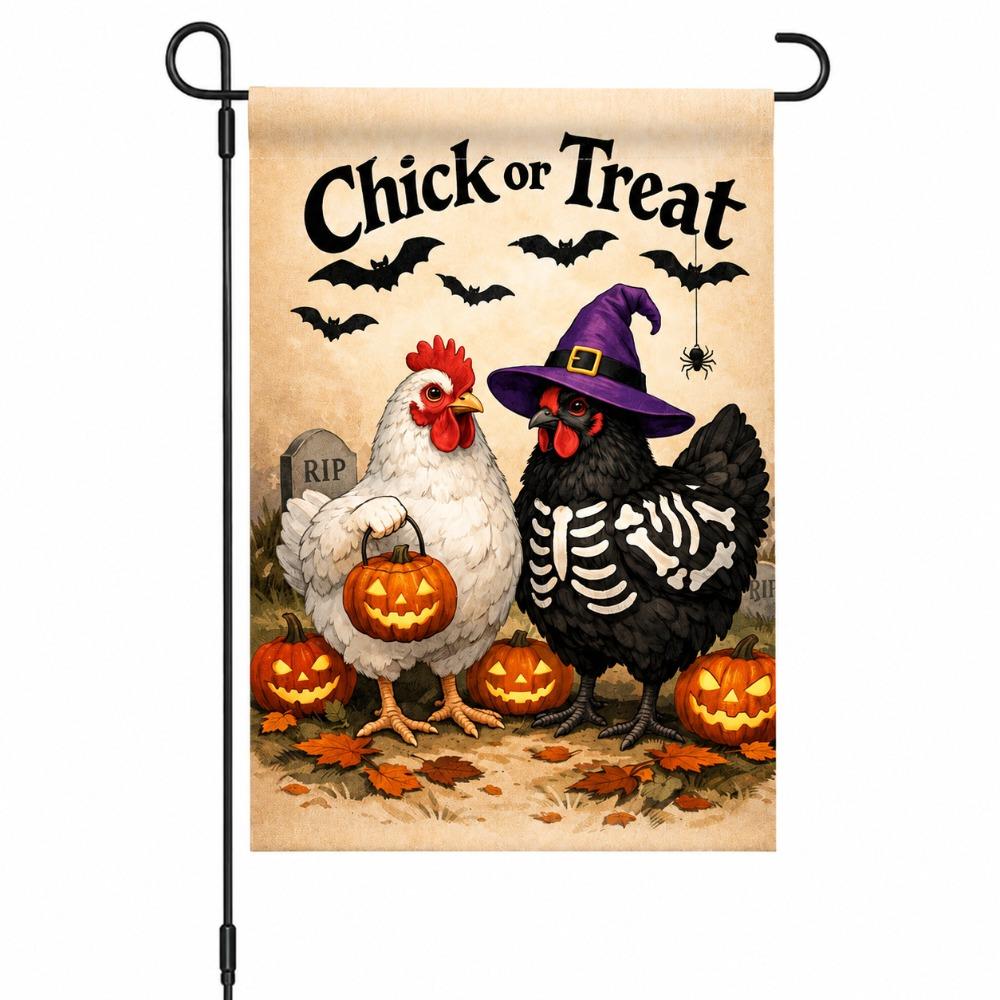 Linen Halloween Fall Pumpkin Garden Flag Rustic Style Ghost Welcome Flag  Porch