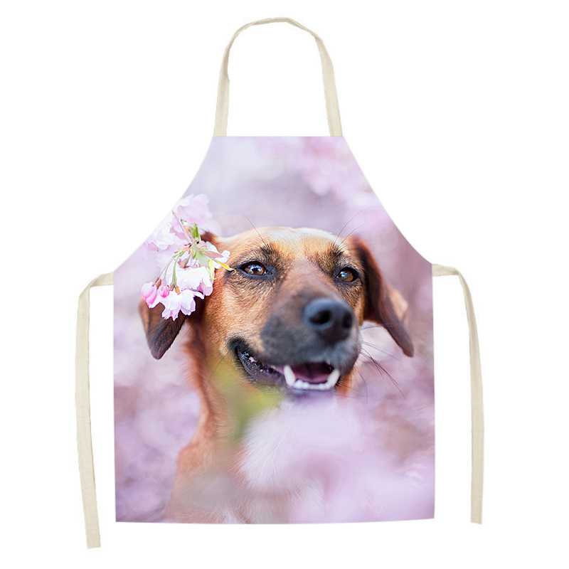 Милый фартук с принтом собаки, кухонный фартук, льняной фартук без рукавов для уборки дома, фартук от пятен, аксессуары для приготовления пищи, выпечки, 47X38 см, 68X55 см