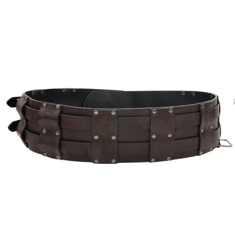 Пояс Средневековья Идеально подходит для костюмированных вечеринок, собраний, косплея Коричневый ремень Тисненый ремень Коричневый пояс