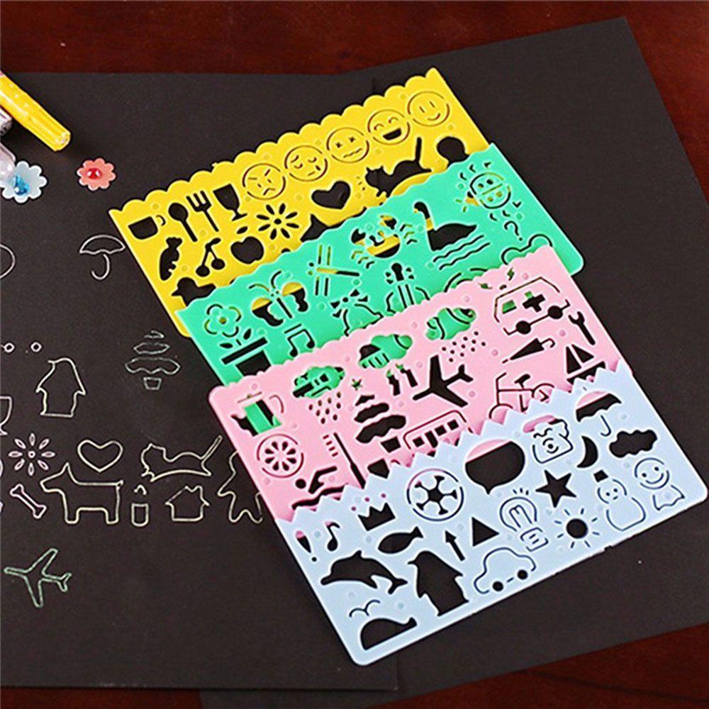 Kids Students Plastic Drawing Rulers Cartoon Spirograph Painting Template School Painting Supplies