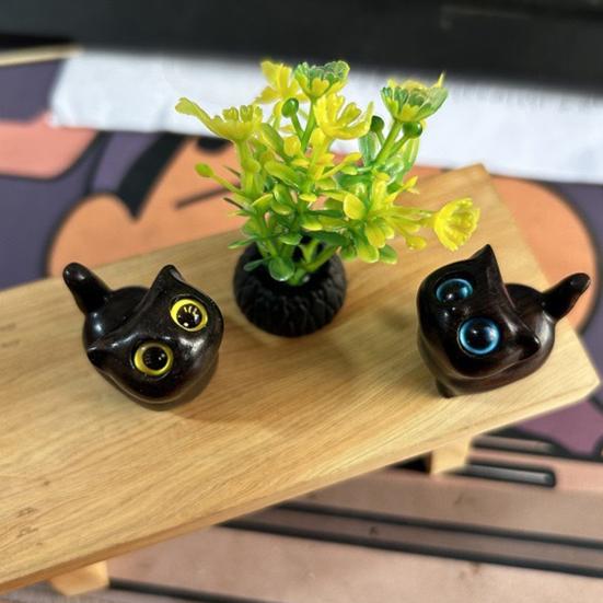 Ручная работа Черная Кошка Скульптура Маленькая Мультяшная Кошка Скульптура Рустик Мини Фигурка Кошки Милый Домашний Декор Подарок для Любителей Кошек Коллекционеров