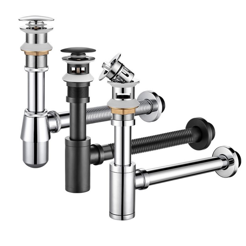 Всплывающая пробка для слива Круглый P-образный сифон Комплект сливной трубы Сифон Сливное отверстие Сантехническая труба Ванная комната