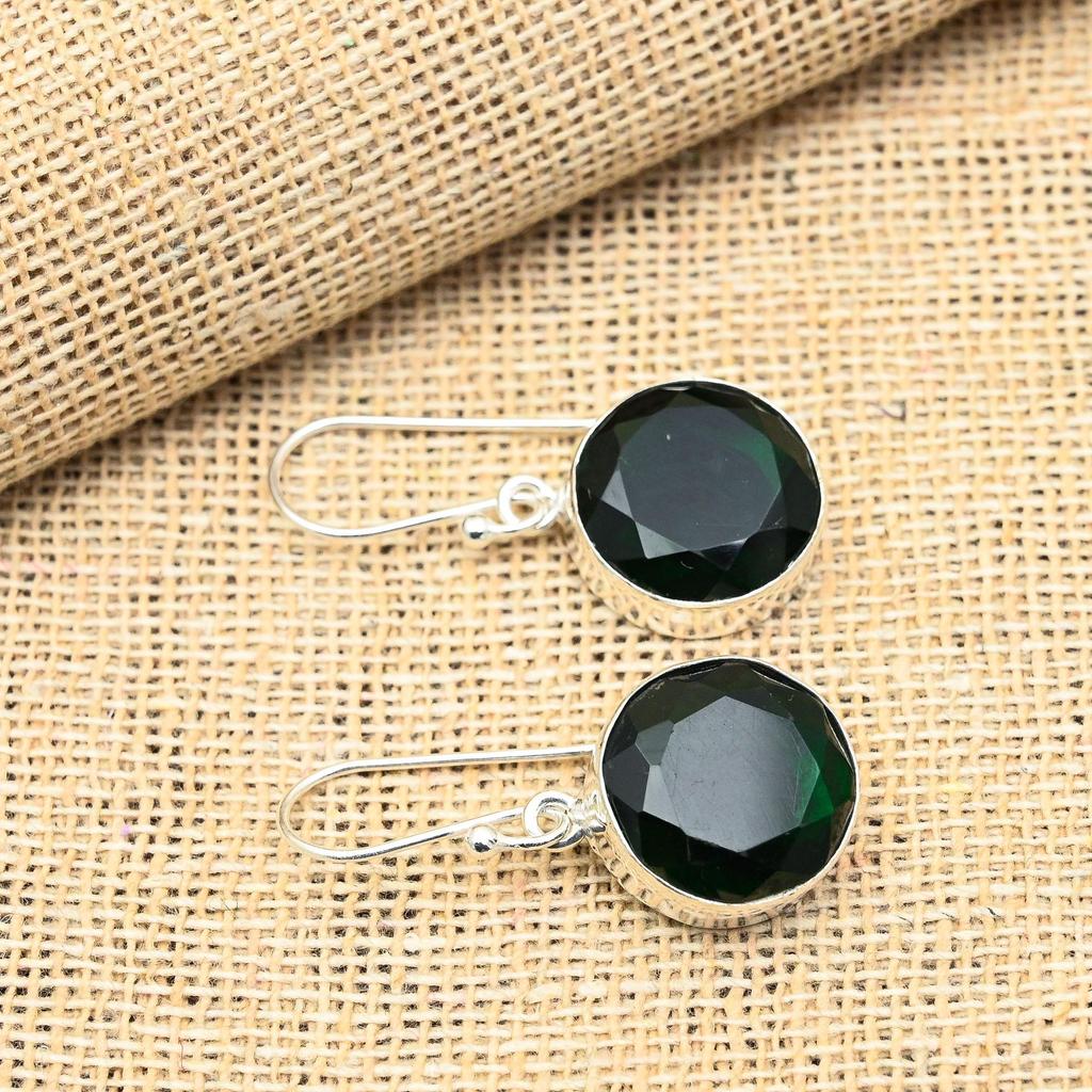 Ювелирные серьги ручной работы из стерлингового серебра 925 пробы с хром-диопсидом для женщин
