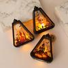Halloween Decorations, LED Shadow With Haunted House Scenes, Black Triangular Decorative Lights, Suitable For Desks, Walls, And Hanging.