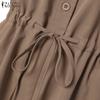 ZANZEA Summer Casual V-neck Short Sleeve Tunic Waist Shirt Dress