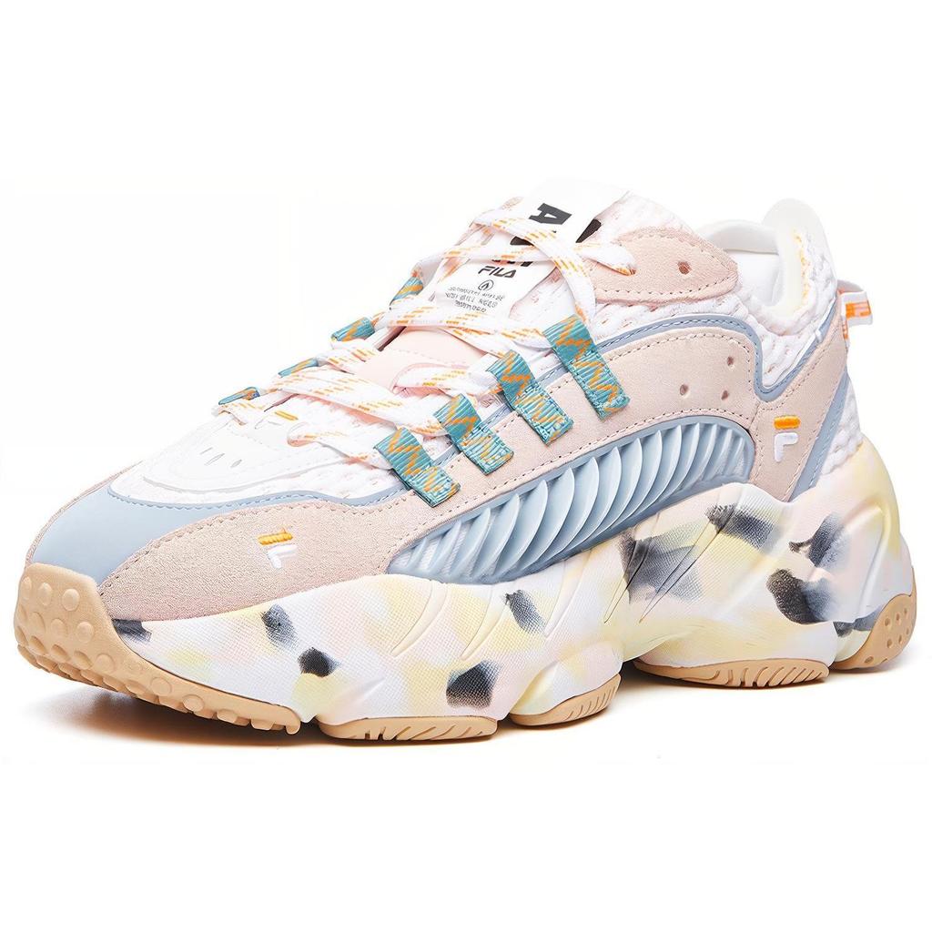 FILA FUSION Ade Mesh , Textile , Synthetic Leather Low top Running Shoes Women's Pink White (Unisex) Chunky Sneakers T12W041103FCF