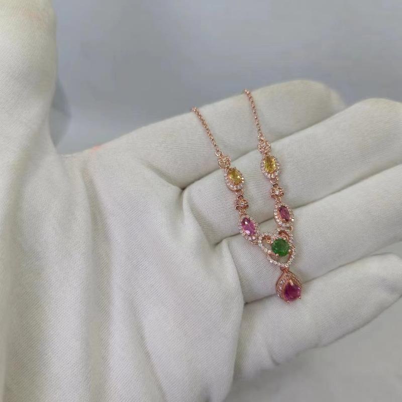 Sace Gems Ожерелья-подвески из стерлингового серебра 925 пробы с натуральным турмалином диаметром 3 мм для женщин, сверкающие ювелирные изделия, рождественский подарок