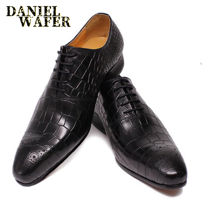 Мужская обувь класса люкс из натуральной кожи, черная, красная, с принтом крокодила, на шнуровке, с острым носком, офисная, свадебная, формальная, оксфорды