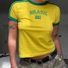 Summer Brazilian Alphabet Embroidery Short Y2K Women's T-shirt Exposed Navel Fashion Trend Street Top Women's Clothing