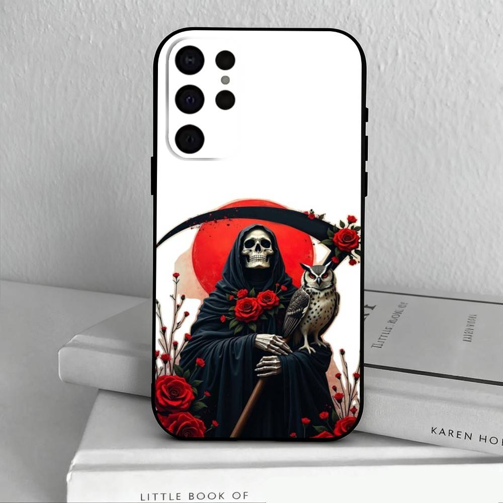 Чехол для телефона Santa M-Muerte P-print-T для Samsung S25,24,23,22,30,21,10,9,Ultra,Plus,Lite,FE,4,5 G Мягкий черный чехол