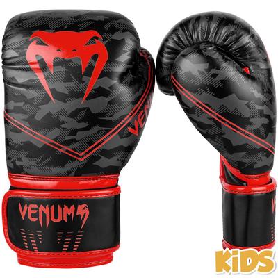 VENUM Okinawa Boxing Перчатки детские 2.0 с камуфляжем Окинава, (Черный Красный) (4 унции)