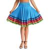 Midi Skirt Ladies Folk Dance Skirt Elastic High Waist Spanish Swing Skirt Rainbow Large Swing Hem Mexican Flamenco Performance Skirt