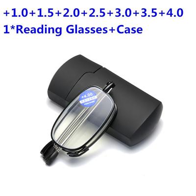 Новинка, модные мужские и женские очки для чтения, маленькие складные очки в оправе, черные металлические очки с портативной оригинальной коробкой