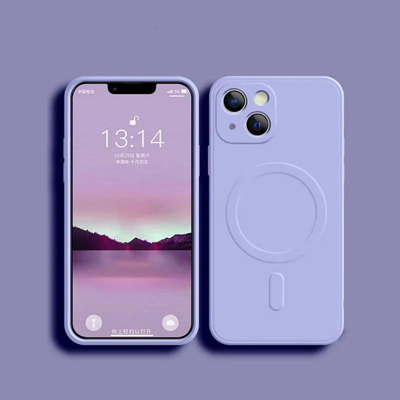 Официальный силиконовый чехол с магнитной беспроводной зарядкой для iPhone 15 14 13 11 12 Mini 15 Pro Max, противоударный титановый серый чехол
