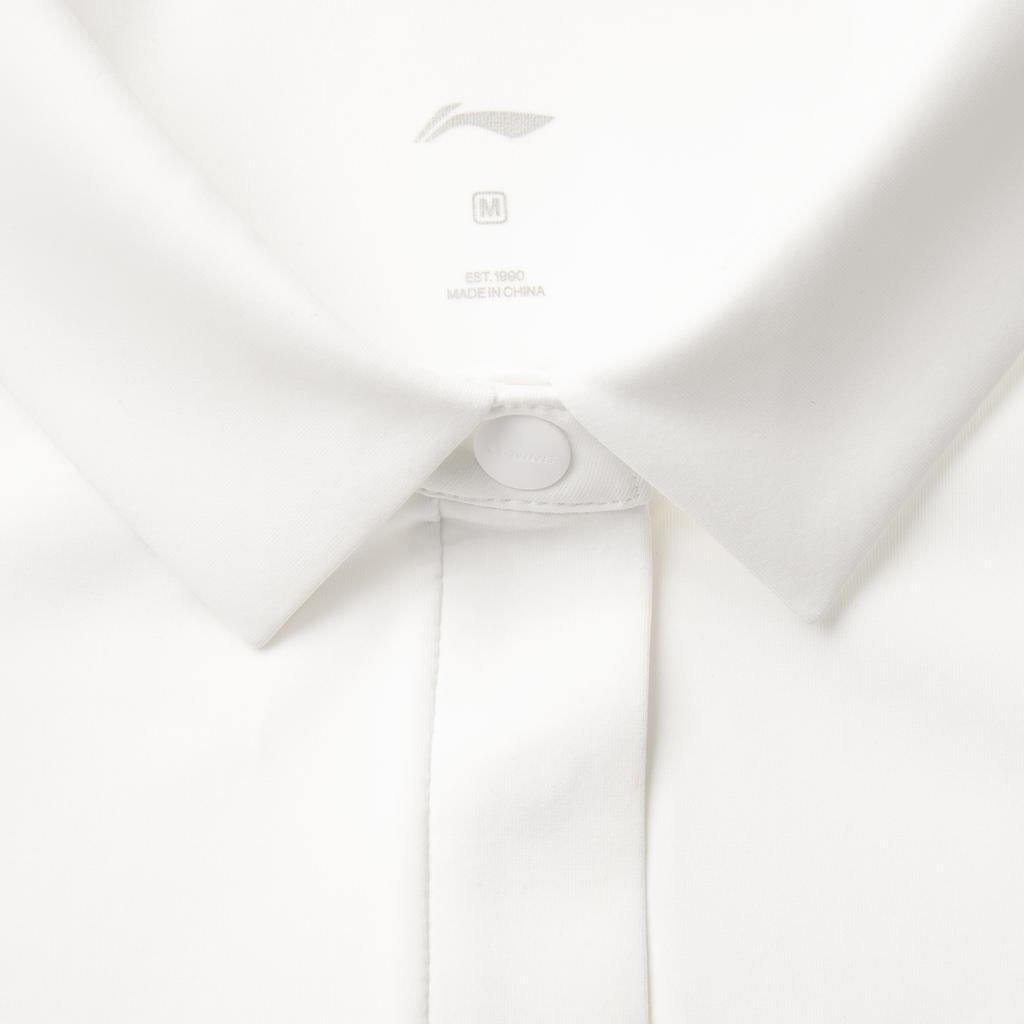 Li-Ning Soft And Comfortable Breathable Solid Color Versatile Short Sleeve Polo Shirt Women Tops White APLV294-5