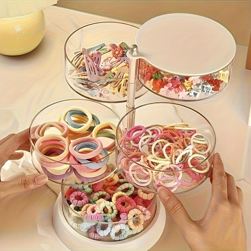 1 шт. Многослойный вращающийся на 360° органайзер для украшений и макияжа, коробка для хранения украшений, прозрачный органайзер для повязок на голову для туалетного столика, коробка для хранения аксессуаров для волос