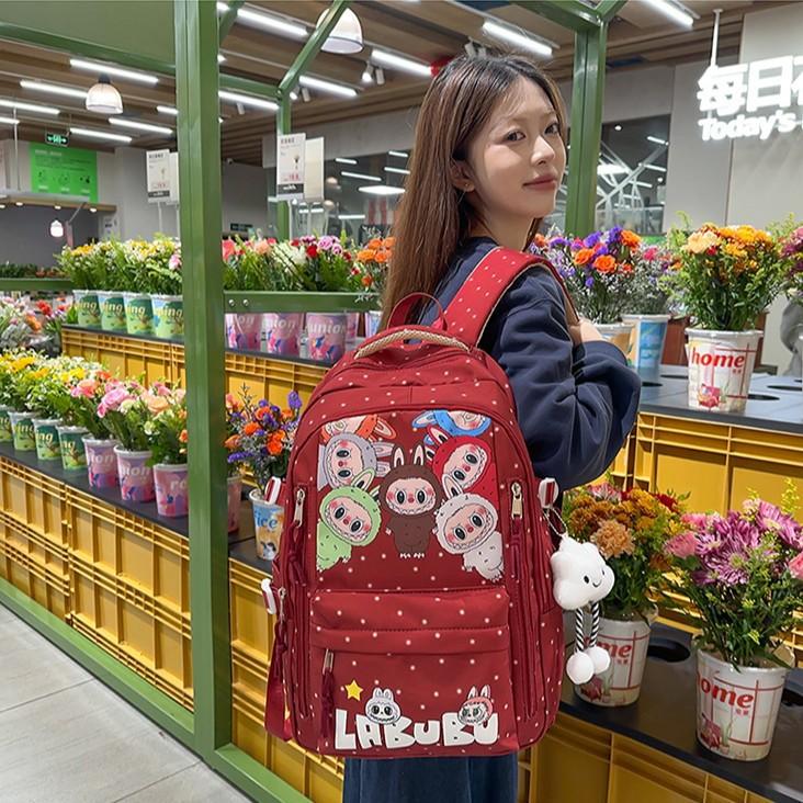 Рюкзак labubu для девочек-учениц средней и старшей школы, большой вместимости, повседневный рюкзак для девочек, легкий и универсальный CLE
