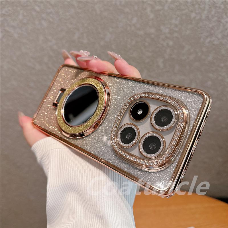 Роскошный блестящий магнитный держатель-зеркало Magsafe, чехол с бриллиантами для Xiaomi Redmi Note 14 Note14 Pro Plus 14S 14C 4G 5G с гальваническим покрытием