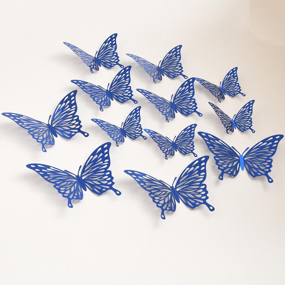 12 шт. Наклейки-бабочки 3D Флэш-цвет Наклейки на стену для домашнего декора Золотые Серебряные Красные Синие Наклейки для плитки Окна DIY Настенное искусство
