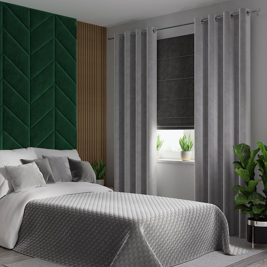 VELVI Bedspread 220x240cm - light gray with a geometric pattern