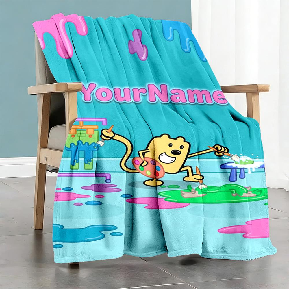 Wow! Wow! Wubbzy Customize Your Name Blanket Lightweight Customizable Blanket Durable Comfort Suitable for Bed Sofa Office Livingroom All-Season Use