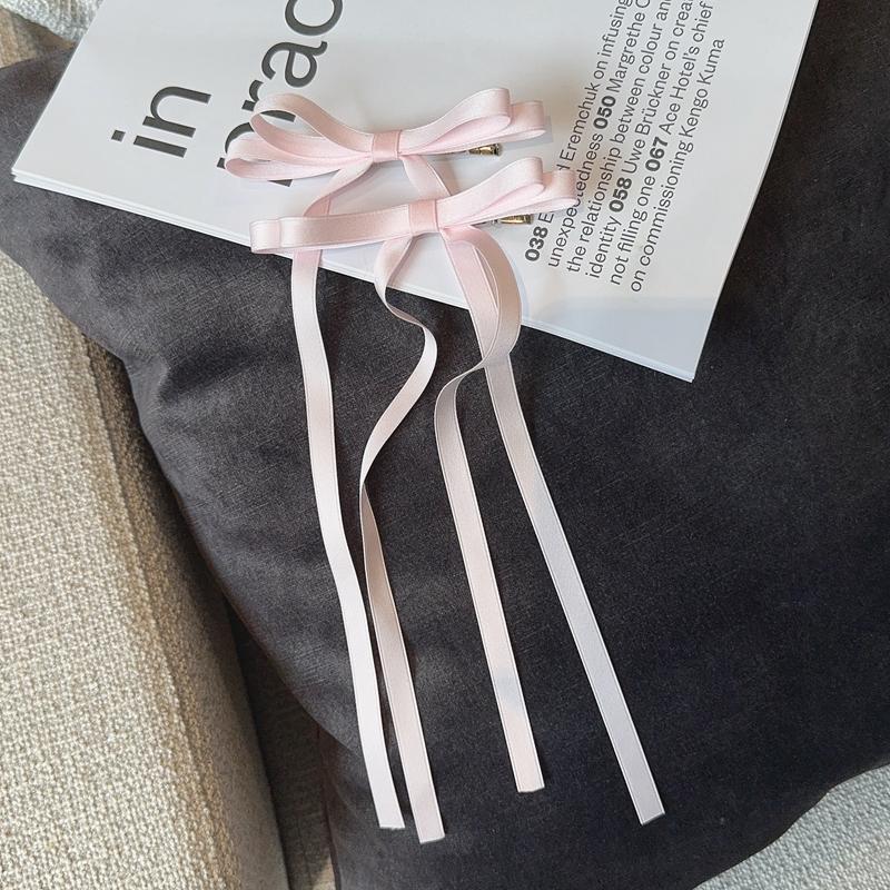 2Pcs Sweet Long Hairpins Ribbon Tassel Bowknot Hair Clip for Women Hair Braid Girl Party Barrettes Adult Headwear Accessories