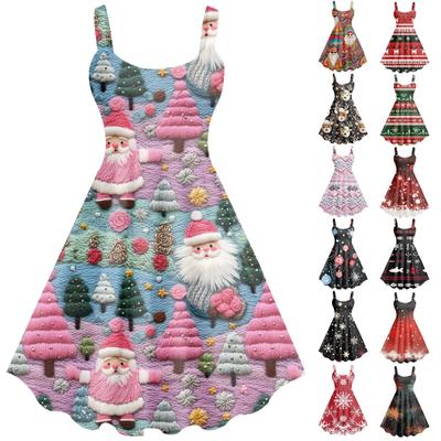 Женское повседневное и модное платье с принтом, сексуальное, на подтяжках, ретро, большое платье-качели